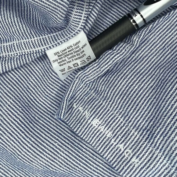 Janie and Jack Striped Linen Blend Roll-Tab Sleeve Button Front Shirt Size 7 - Picture 9 of 10